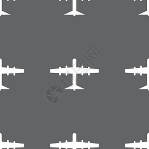 灰色飞机平面图标标志 灰色背景上的无缝模式 韦克托空气电子邮件天空货物办公室速度飞机喷射插图物理插画