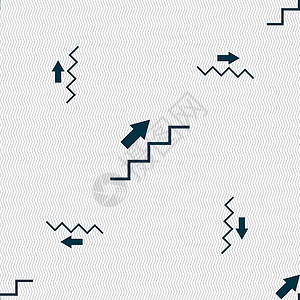 楼梯标志楼梯上升图标标志 具有几何纹理的无缝模式 韦克托梯子出口领导安全工作身体危险男人套装交通插画