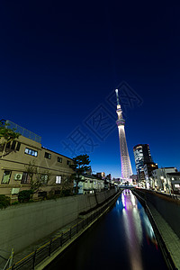 台东区晚上东京天际城市高楼旅游旅行摩天大楼景点地标场景晴空塔办公背景