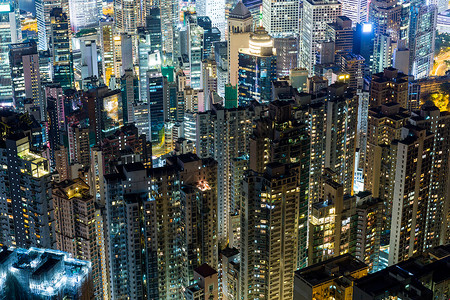 晚上香港大楼 晚上商业生活密度爬坡天际顶峰景观日落城市地标背景图片