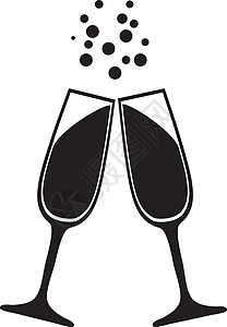香槟气泡香槟玻璃杯卡片玻璃墙纸海报风格横幅装饰气泡眼镜标签插画