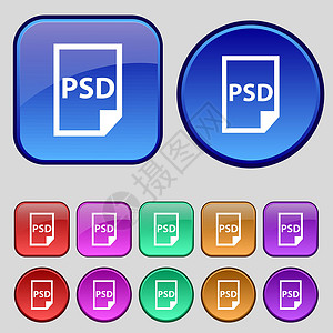 按钮psdPSD 图标标志 一套十二个复古按钮为您的设计 韦克托设计图片