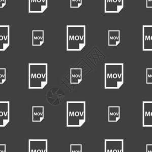mov 文件格式图标符号 灰色背景上的无缝模式 韦克托办公室用户数据界面网络文档动画片插图视频推介会背景图片