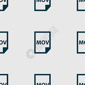 mov 文件格式图标符号 无缝模式与几何纹理 矢量用户推介会数据动画片电影界面插图视频网络文档背景图片