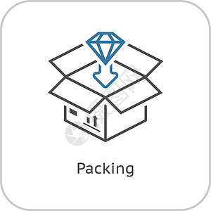 包装图标 平面设计纸盒互联网物流船运送货白色产品盒子插图背景图片