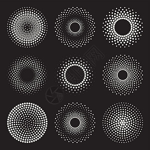 森伯斯特包矢量径向渐变半色调森伯斯特圆形状点画设计元素黑色创造力烟花墙纸正方形纺织品叶序装饰品螺旋白色插画