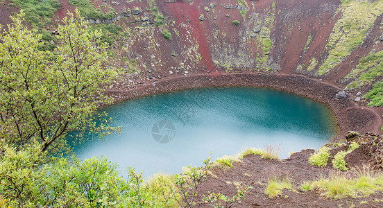 克里德火山蓝色的陨石坑高清图片