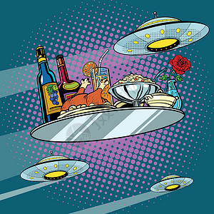 坐火箭鸡飞来飞去的晚餐盘和UFO设计图片