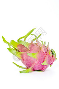 新鲜粉红色皮加亚红色营养种子粉色食物水果绿色紫色白色背景图片