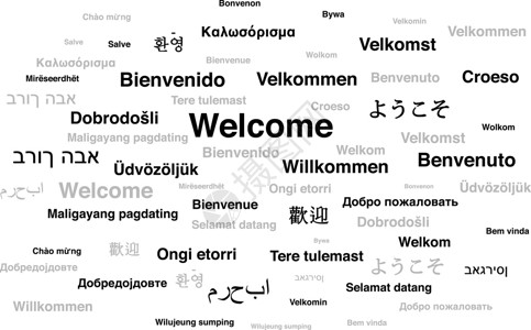 世界上不同语言的欢迎词背景图片