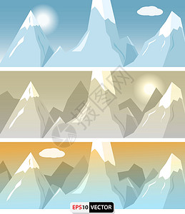 纽约市日出阴霾平风格的山区横幅插画