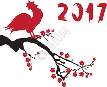 公鸡新年咕嘟红色白色卡通片农场插图艺术宠物家禽动物背景图片
