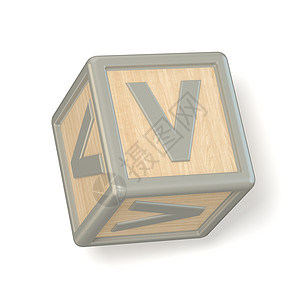 字母 V 木制字母块字体旋转  3个插图拼写知识立方体首都盒子教育课堂班级木头背景图片