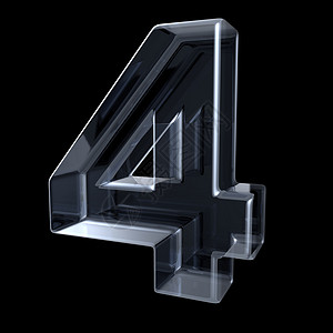 透明 X 射线数字 4 四  3个阴影字母反射x射线强光辉光玻璃水晶放射科插图背景图片