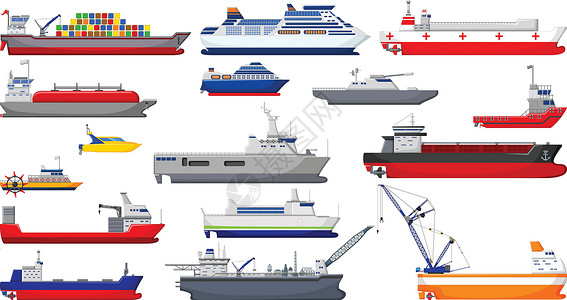 用于设计设计的船舶卡通画收藏背景图片