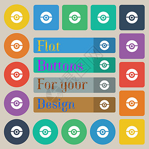 宝可梦pokeball 图标标志 一套二十色和矩形按钮 韦克托插画