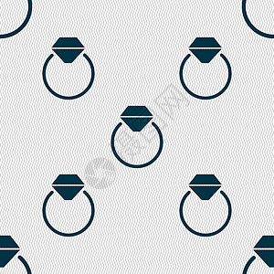 蓝宝石戒指钻石订婚戒指图标标志 具有几何纹理的无缝模式 韦克托仪式项链妻子正方形插图新娘礼物宝石蜜月艺术设计图片