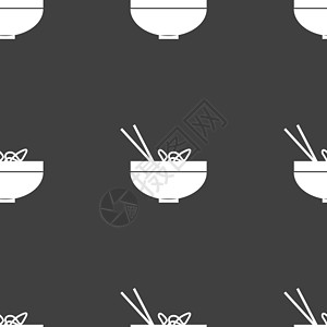 意大利面图标标志 灰色背景上的无缝模式 韦克托拉面营养面条美食黑与白用具菜单筷子插图工具背景图片