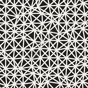矢量无缝黑白不规则三角形网格模式圆圈多边形墙纸格子打印技术织物装饰编织风格背景图片