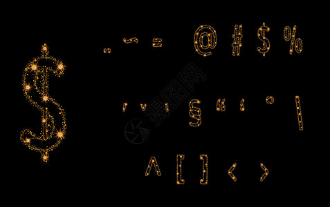 粒子字体闪闪发光的金星字母魔法星星金子粒子刻字字体庆典踪迹火花彗星插画