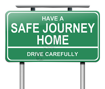 安全驾驶标志概念旅行插图绿色航程背景图片