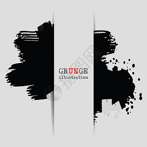 Grunge 横幅与墨色运球带复制 spac墙纸中风墨水飞溅插图液体艺术边界刷子染料背景图片