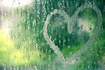心主题材质蒸汽想像力写作窗户概念雨滴玻璃浪漫背景图片