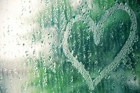 心雨滴窗户写作蒸汽玻璃想像力材质主题浪漫概念背景图片