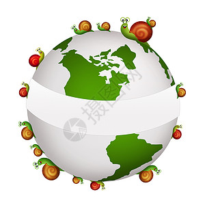 绿色行星季节回收场地蜗牛郁金香死亡环境保护地球插图背景图片