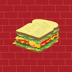 美味的三明治主题饥饿蔬菜咖啡店面包食物餐厅背景图片