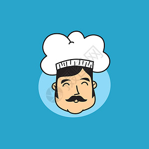 有趣的漫画主厨卡通片糕点厨师胡子餐厅厨房背景图片