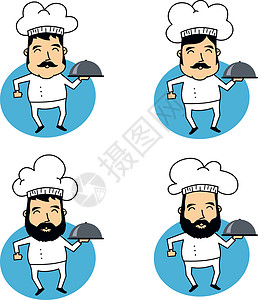 有趣的漫画主厨厨师餐厅糕点卡通片胡子厨房背景图片
