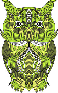猫头鹰艺术主题插图风格装饰背景图片