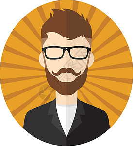 爱牙日男性图片男人时髦头像用户图片卡通人物化身胡须电脑个性胡子青年优雅男性插图眼镜插画