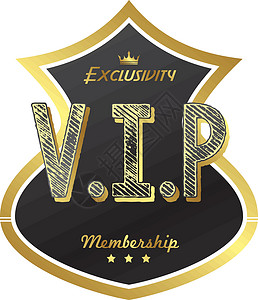 VIP贵宾vip会员徽章俱乐部组分创始人庆典金子奢华按钮星星质量卡片插画