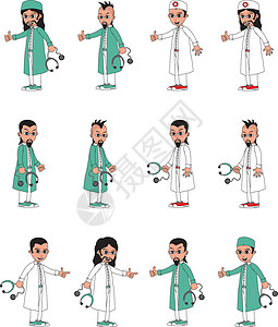 职业资格证书考试医生卡通人物考试从业者卡通片医疗白色屏幕工作技术职业外科插画