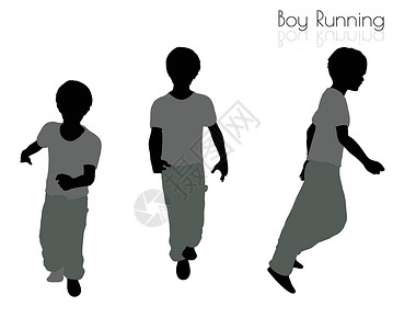在跑步的孩子男孩在白色背景上的跑步姿势剪影阴影短跑运动男性男生步伐插图旅行孩子设计图片