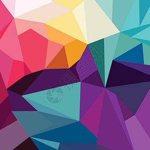 抽象多彩三角几何背景黄色风格墙纸平方马赛克三角形粉色装饰蓝色彩虹背景图片