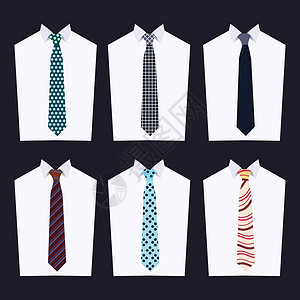 衬衫衣领不同领带的时尚纺织品插图商务婚礼脖子男人衣领套装配饰服装设计图片