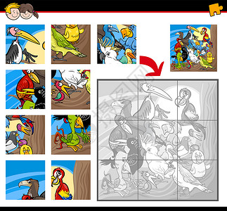 与鸟的拼图背景图片