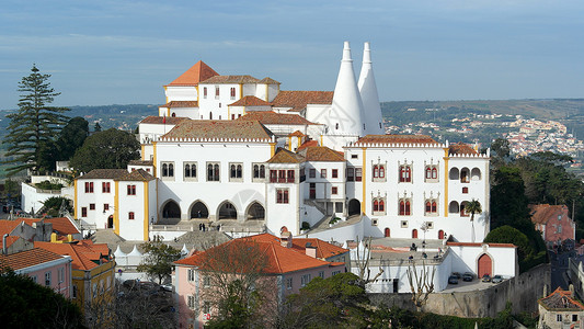 佩纳国家宫辛特拉宫 葡萄牙辛特拉堡垒游客宫殿风景建筑城堡山顶建筑学城市旅行背景