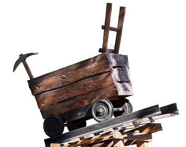 木制牵引车梯子铁轨历史性工具工业车轮车皮白色运输金子背景图片
