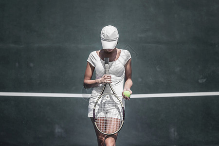 女性网球运动员训练玩家白色法庭女士女孩运动游戏背景图片