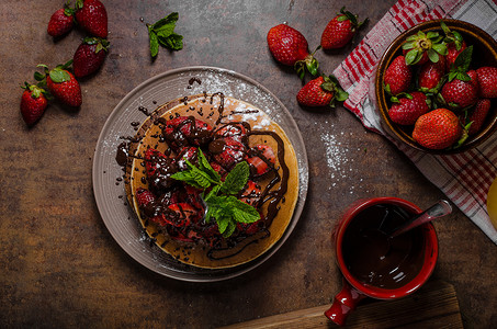 蜂蜜草莓巧克力甜的融化的巧克力高清图片