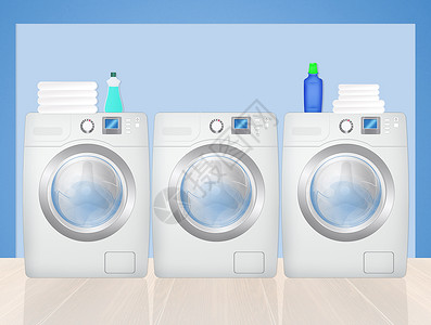 洗衣服务旋转织物洗涤衣服洗衣液家庭柔软剂加载洗衣机主妇背景图片