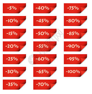 百分比折扣的红色棍子标签背景图片