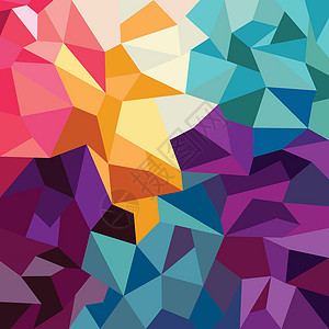 彩虹三角形抽象多彩三角几何背景蓝色墙纸彩虹正方形粉色平方装饰黄色马赛克三角形插画