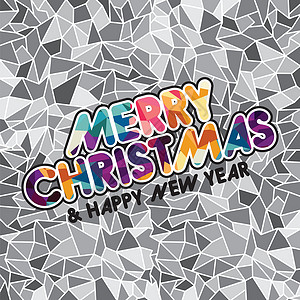 祝你圣诞快乐 colorfu刻字标题彩虹字体庆典打印标签卡片绘画插图背景图片