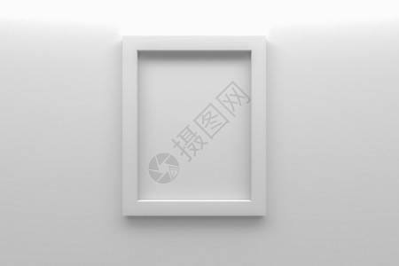 墙壁 3D 覆盖的空白白图片框背景图片