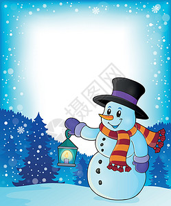 配有灯笼主题图象4的雪人背景图片